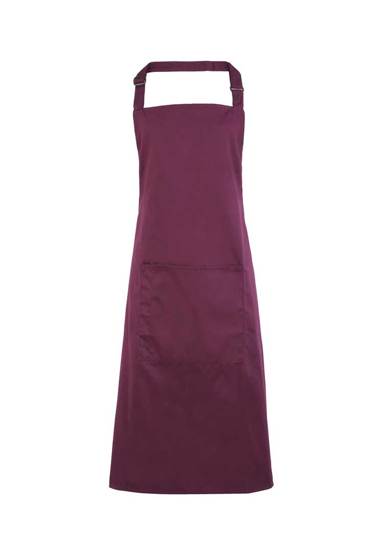 Bib Apron with Pocket PR154 in Aubergine (Bundle of 8 with Free Logo Embroidery)