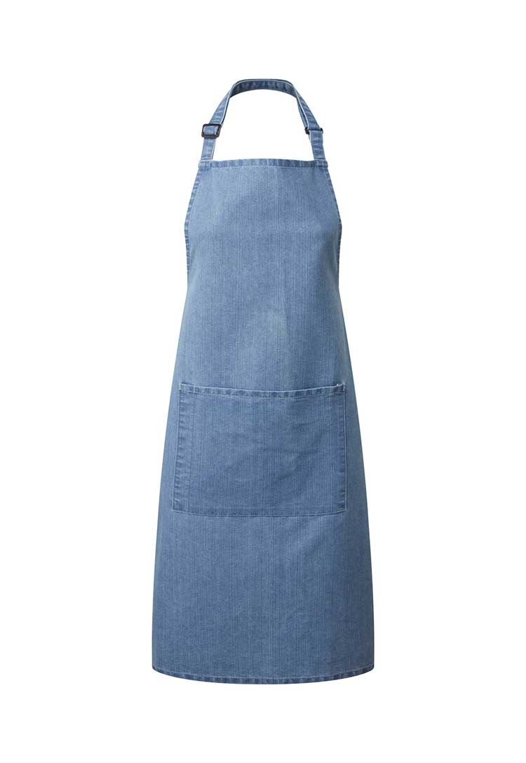 Bib Apron with Pocket PR154 in Blue Denim (Bundle of 8 with Free Logo Embroidery)