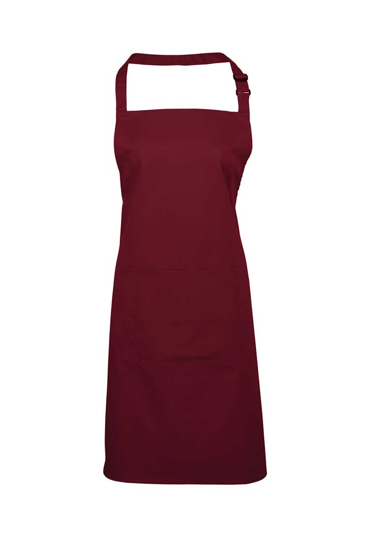 Bib Apron with Pocket PR154 in Burgundy (Bundle of 8 with Free Logo Embroidery)