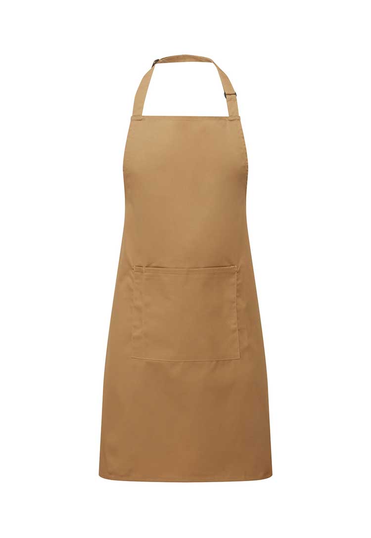 Bib Apron with Pocket PR154 in Camel (Bundle of 8 with Free Logo Embroidery)