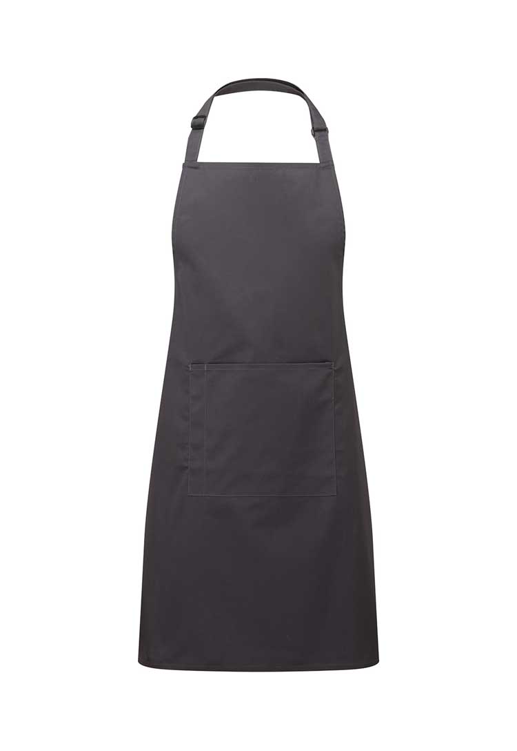 Bib Apron with Pocket PR154 in Charcoal (Bundle of 8 with Free Logo Embroidery)