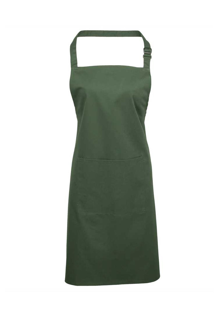 Bib Apron with Pocket PR154 in Moss Green (Bundle of 8 with Free Logo Embroidery)