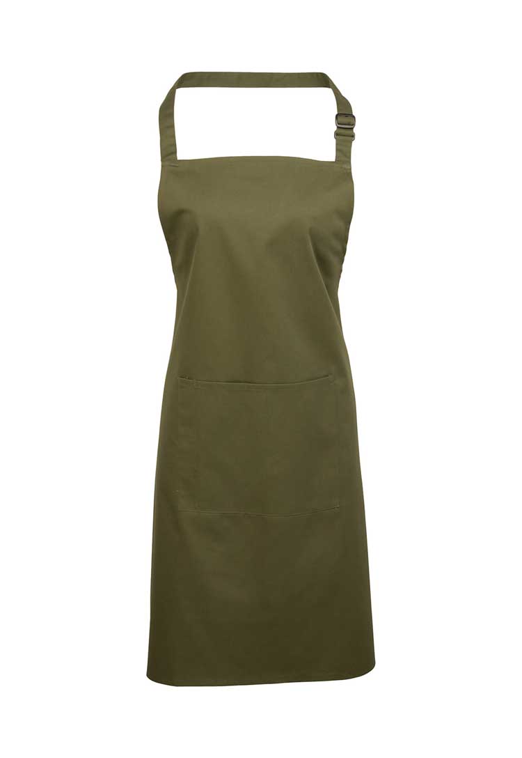 Bib Apron with Pocket PR154 in Olive (Bundle of 8 with Free Logo Embroidery) 