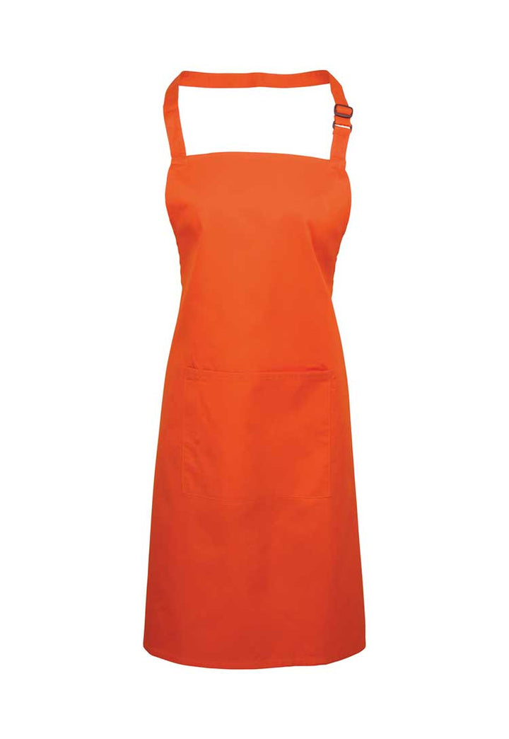 Bib Apron with Pocket PR154 in Orange (Bundle of 8 with Free Logo Embroidery)