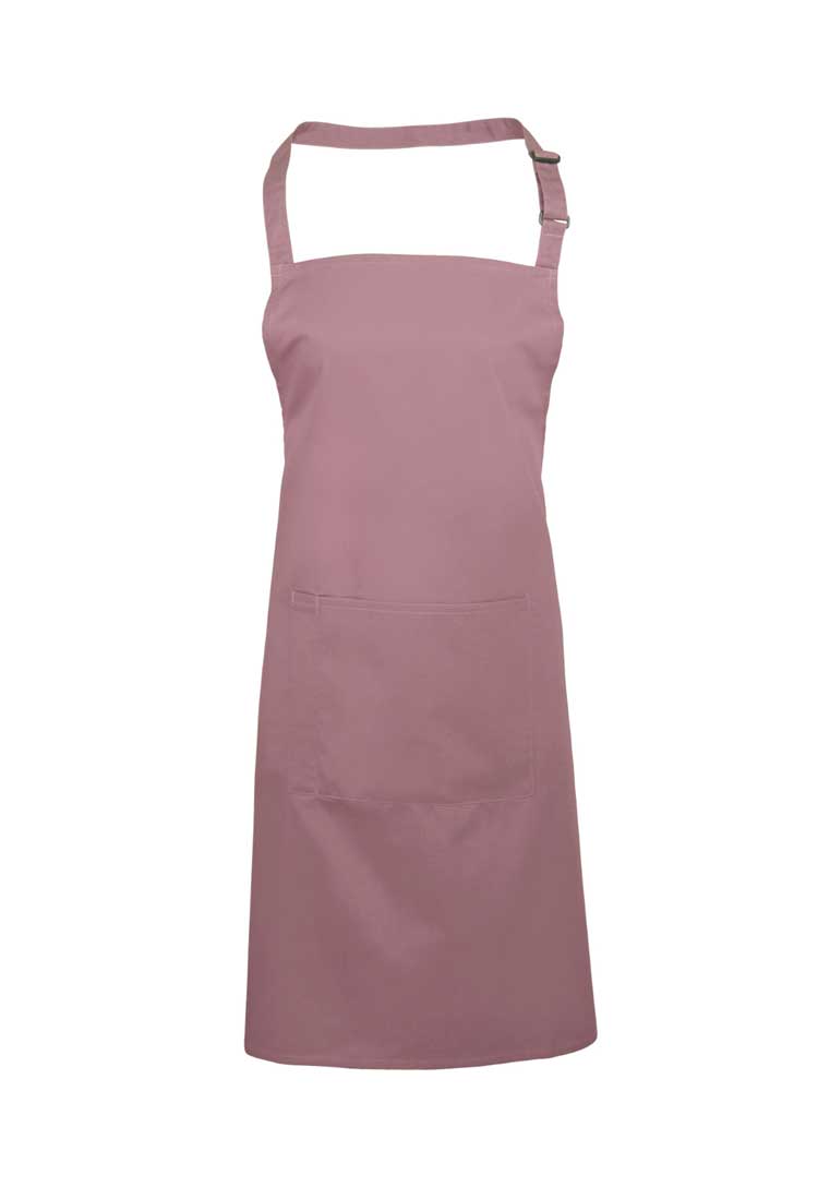 Bib Apron with Pocket PR154 in Rose (Bundle of 8 with Free Logo Embroidery)