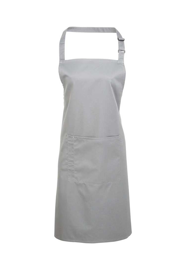 Bib Apron with Pocket PR154 in Silver Grey (Bundle of 8 with Free Logo Embroidery)