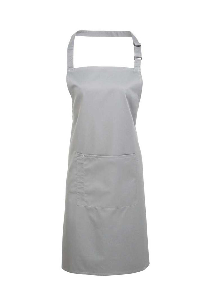 Bib Apron with Pocket PR154 in Silver Grey (Bundle of 8 with Free Logo Embroidery)