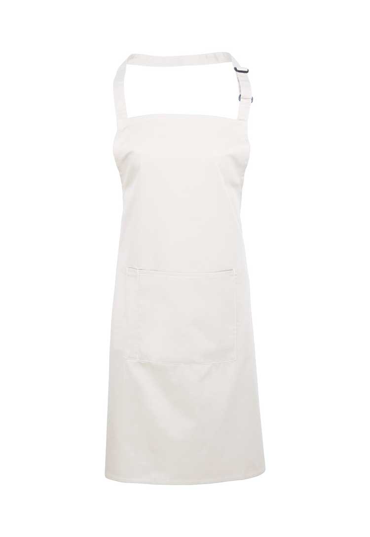 Bib Apron with Pocket PR154 in White (Bundle of 8 with Free Logo Embroidery)