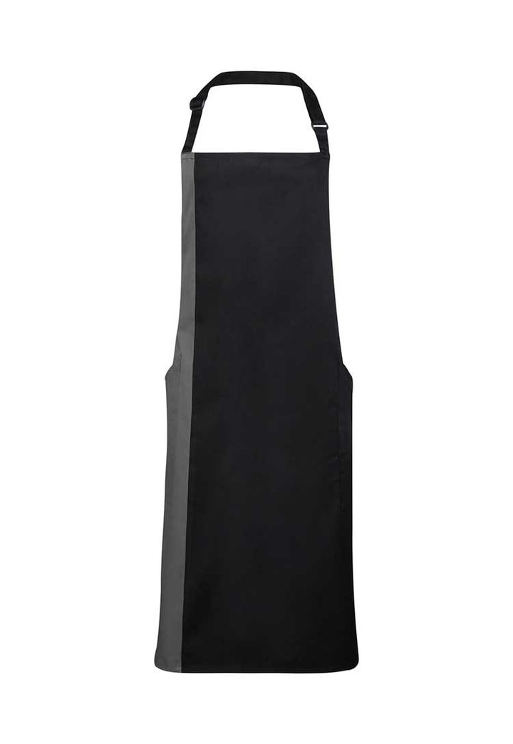 Contrast Bib Apron PR162 in Black/Dark Grey (Bundle of 8 with Free Logo Embroidery)