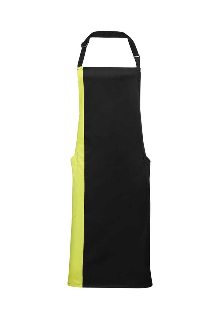 Contrast Bib Apron PR162 in Black/Lime (Bundle of 8 with Free Logo Embroidery) 