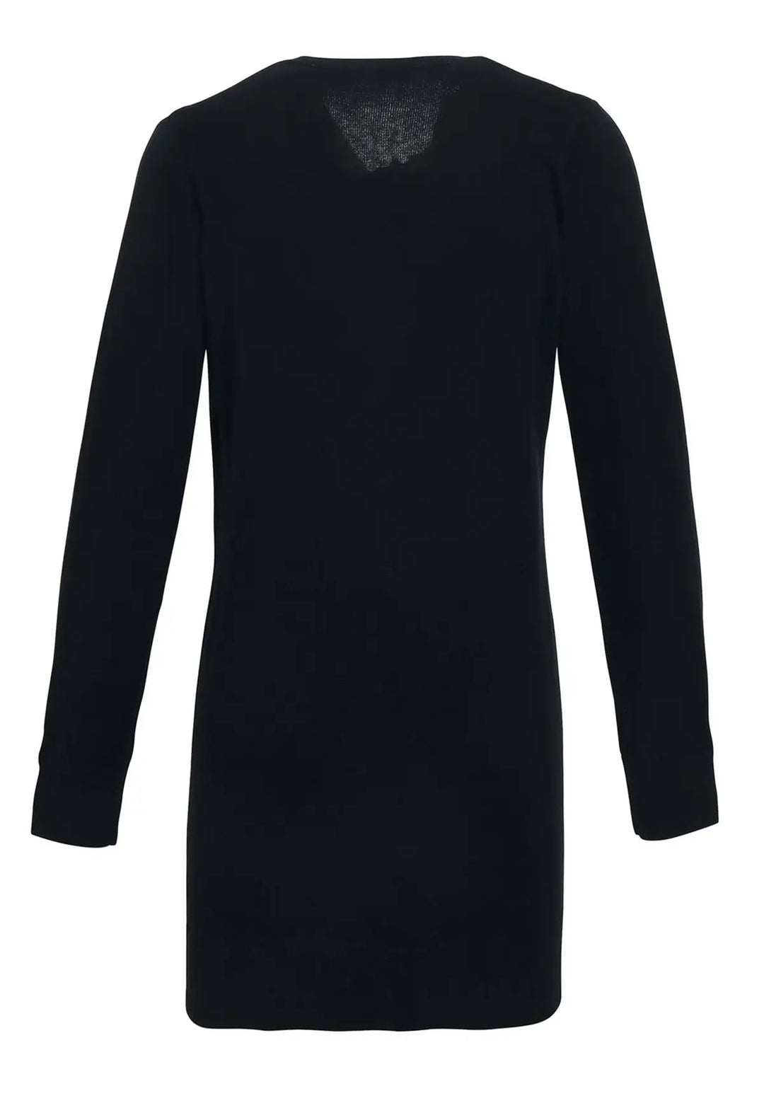 Rear view of the Women's Longline Knitted Cardigan PR698 in Black