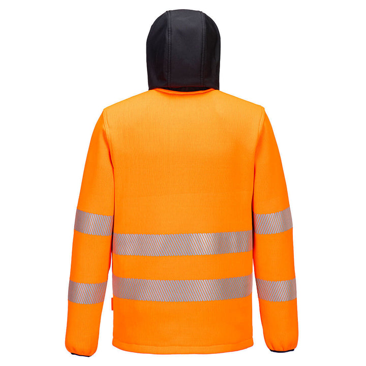 Back View of Hi-Vis Technical Fleece PW335 in Orange/Black