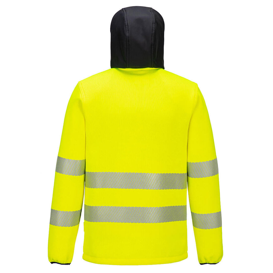 Back View of Hi-Vis Technical Fleece PW335 in Yellow/Black