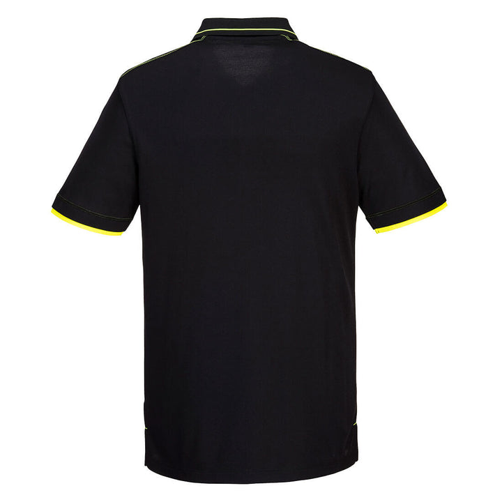 Back View of WX3 Eco Polo Shirt T722 in Black