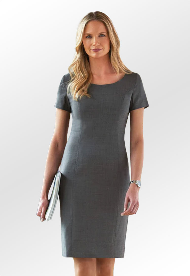 Model Wearing Teramo Dress 2289 in Light Grey