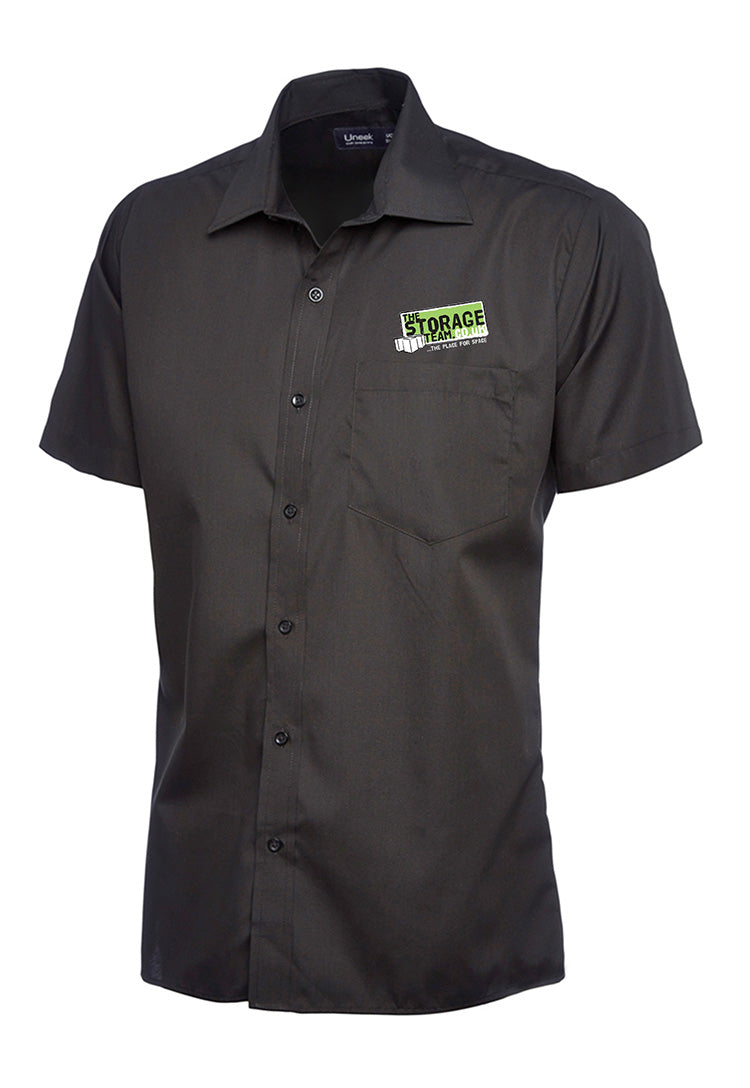 Men's Poplin Half Sleeve Shirt UC710 in Black with Storage Team Logo 