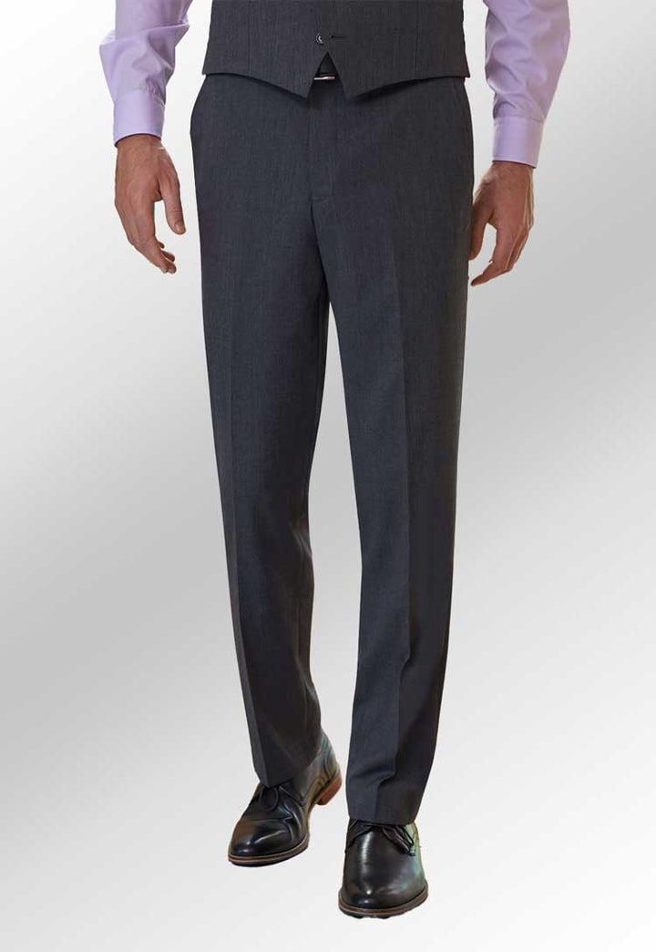 Model Wearing Aldwych Men's Tailored Fit Trousers 8557 in Charcoal