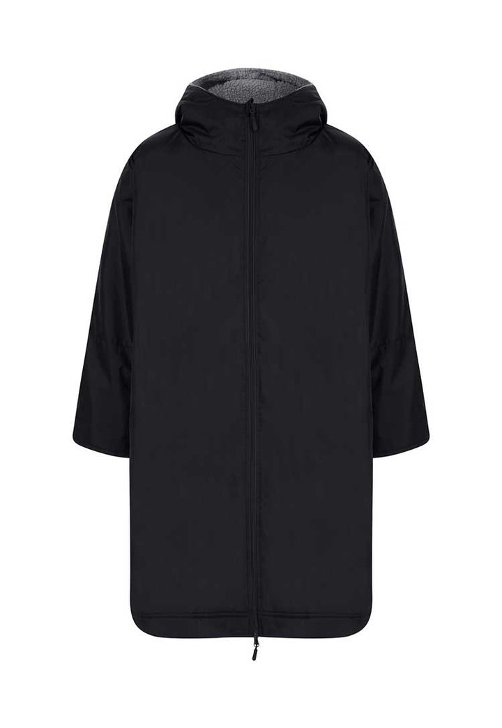 Model wearing Unisex All-Weather Robe LV690 in black