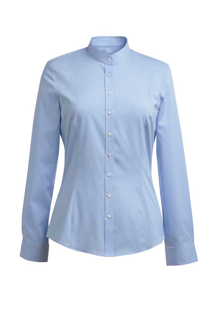 Amelia Semi-Fitted Grandad Collar Blouse 2403 in blue