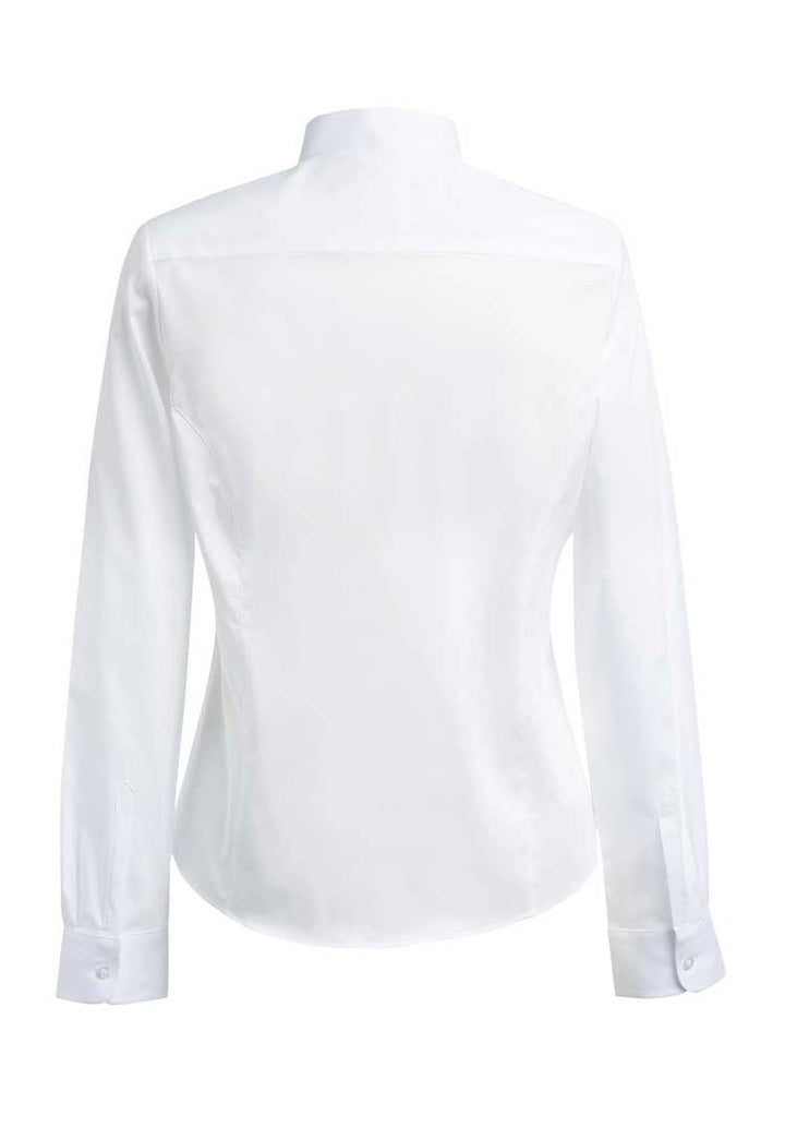 Amelia Semi-Fitted Grandad Collar Blouse 2403 in white back view