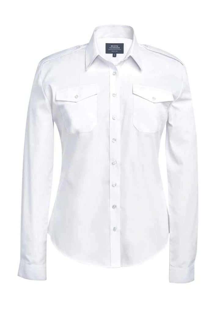 Athena Ladies Long Sleeve Pilot Shirt 2394 in White