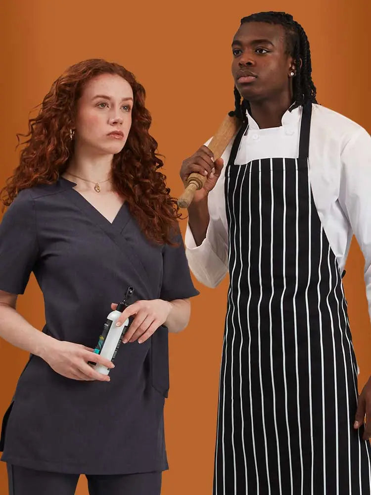 Memebers of staff in salon and chef outfits