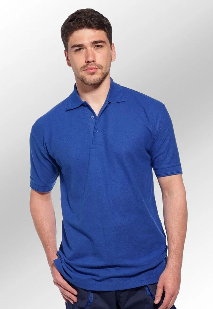 Model Wearing Naples Polo Shirt B210 in Royal Blue