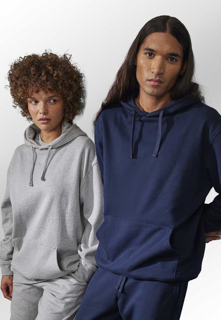 Models wearing B&C ID.333 Hoodie BA431