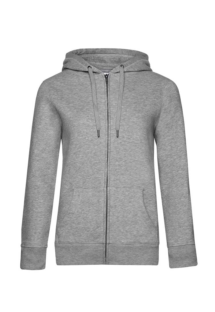 B&C Queen Zipped Hooded Sweatshirt B012F heather grey