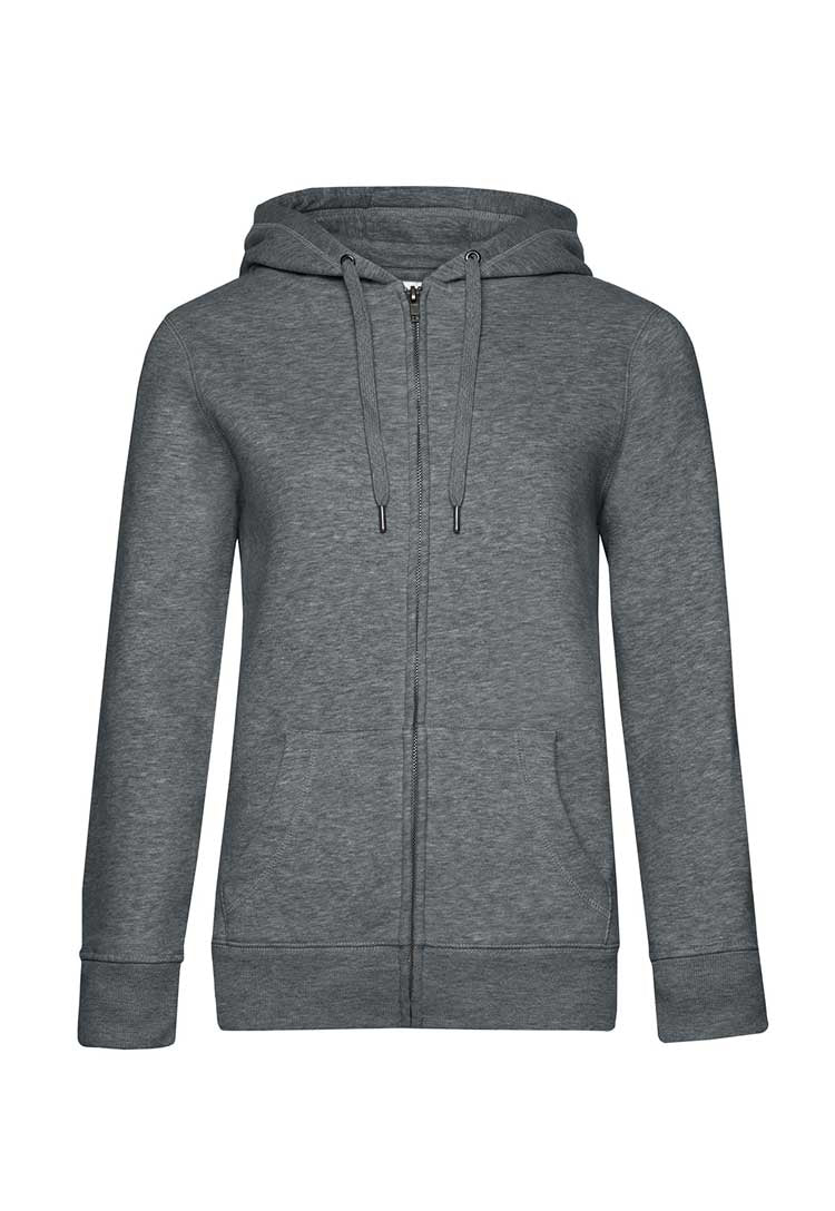 B&C Queen Zipped Hooded Sweatshirt B012F heather mid grey