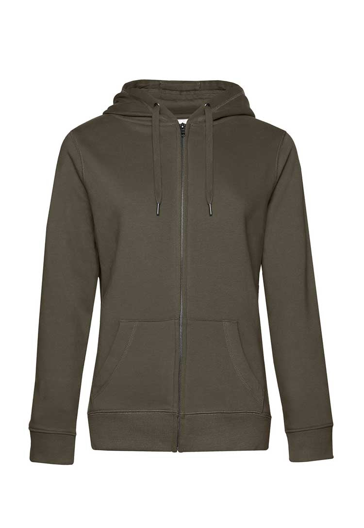 B&C Queen Zipped Hooded Sweatshirt B012F khaki