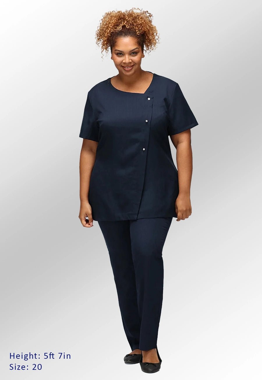 Beau Crystal Button Fastening Tunic - The Work Uniform Company
