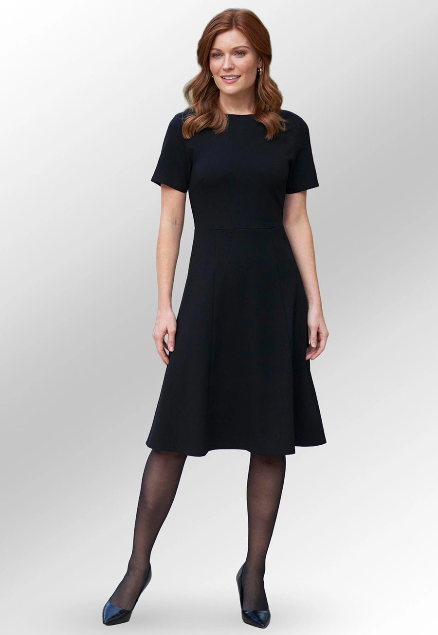 Black Jersey Stretch Skater Funeral Dress - The Work Uniform Company