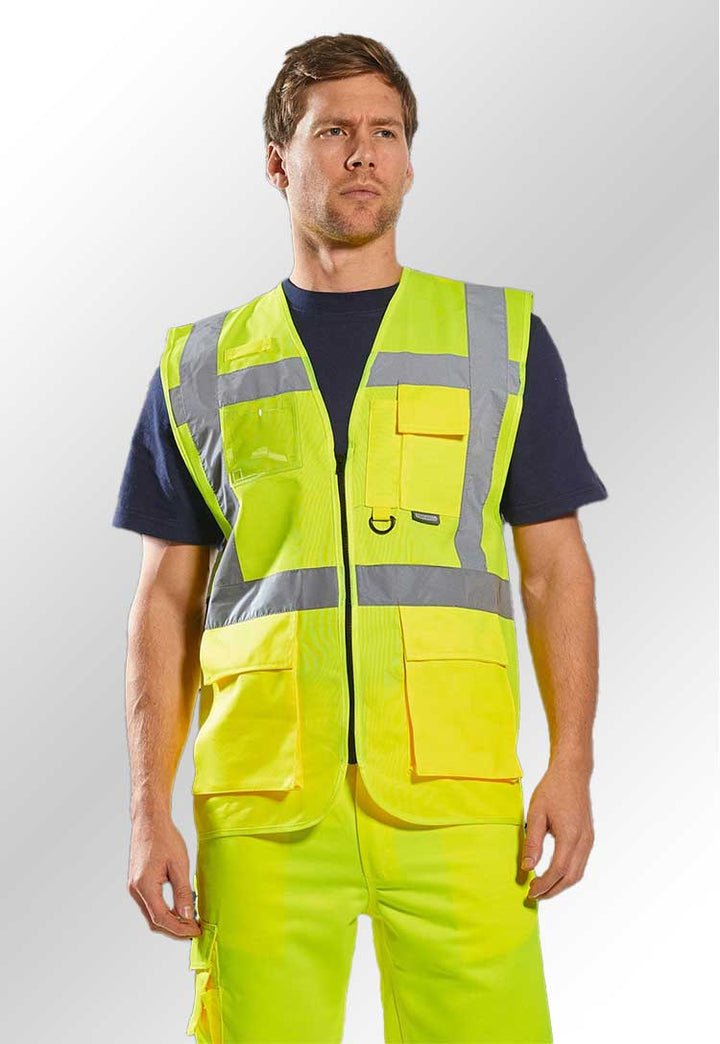 Model Wearing Berlin Executive Hi Vis Vest S476 in Yellow