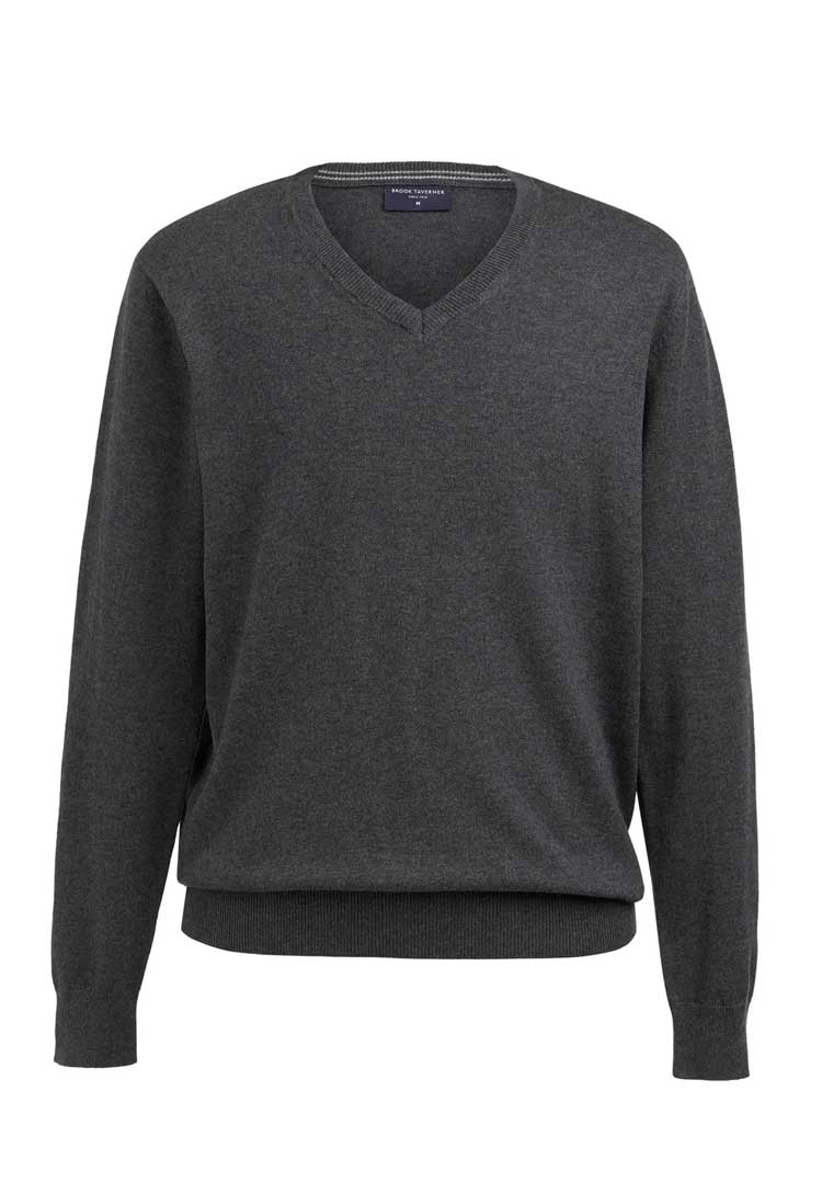 Berlin Marino Wool V-Neck Jumper 4566 charcoal