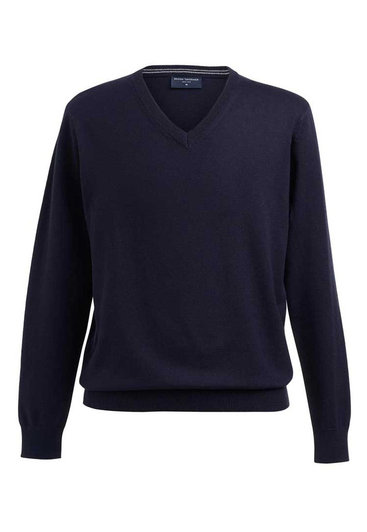 Berlin Marino Wool V-Neck Jumper 4566 navy