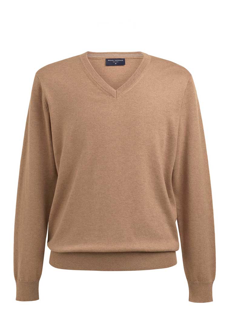 Berlin Marino Wool V-Neck Jumper 4566 oatmeal 