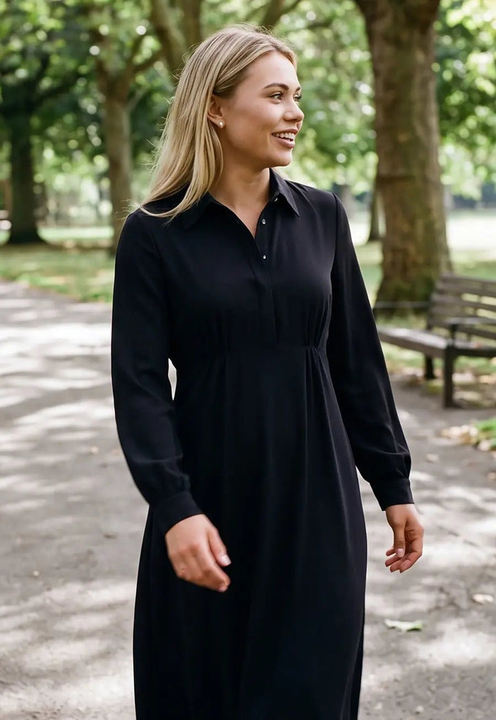 Black Funeral Shirt Dress - The Work Uniform Company