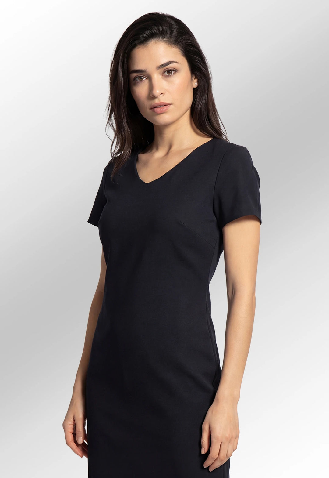 Black V Neck Funeral Dress - The Work Uniform Company