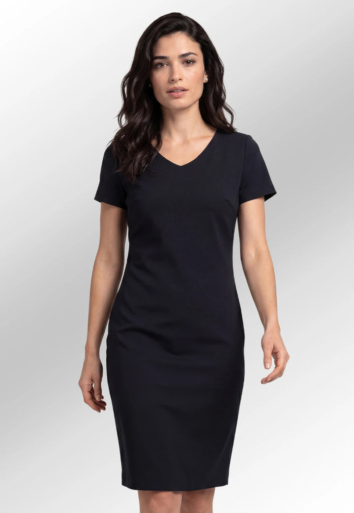 Black V Neck Funeral Dress - The Work Uniform Company