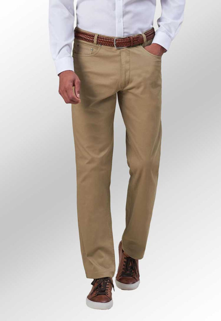 Brunswick Chino 8902 in beige worn by model