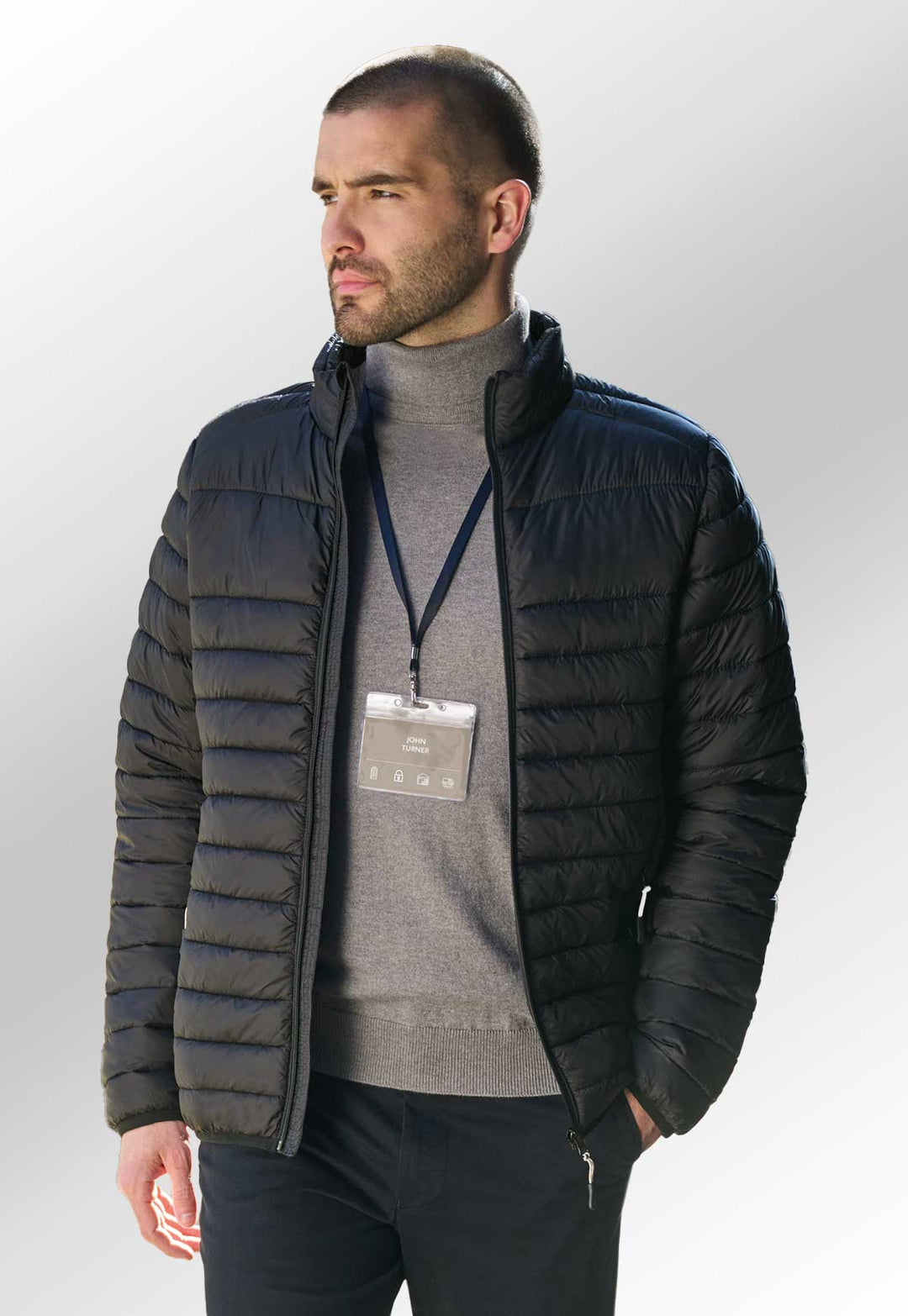 Model wearing Buffalo Padded Jacket in black