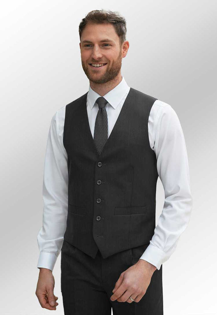 Model Wearing Capital Mens Waistcoat 1300 in Charcoal