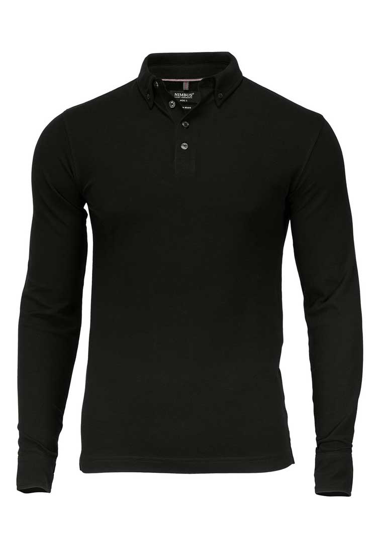 Carlington Deluxe Long Sleeve Polo NB71M in Black