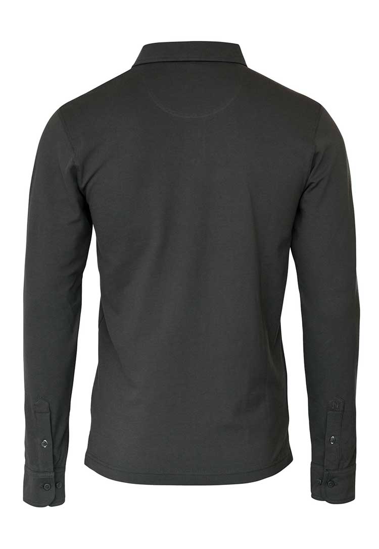 Back View of Carlington Deluxe Long Sleeve Polo NB71M in Charcoal