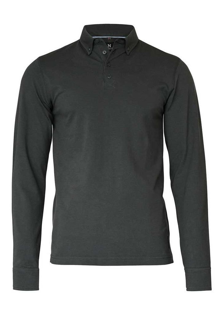 Carlington Deluxe Long Sleeve Polo NB71M in Charcoal