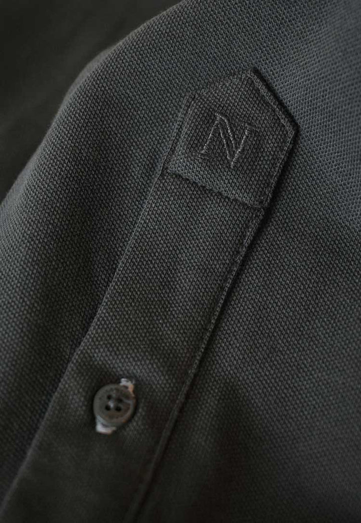 Embroidered Nimbus Logo Detail on Carlington Deluxe Long Sleeve Polo NB71M 