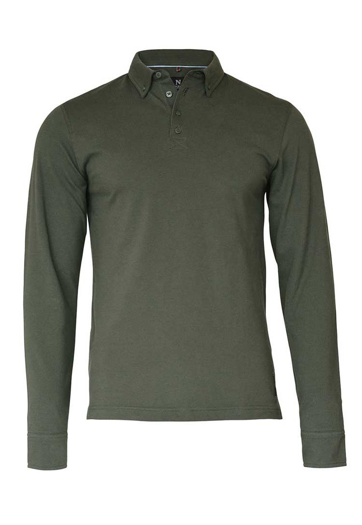 Carlington Deluxe Long Sleeve Polo NB71M in Olive