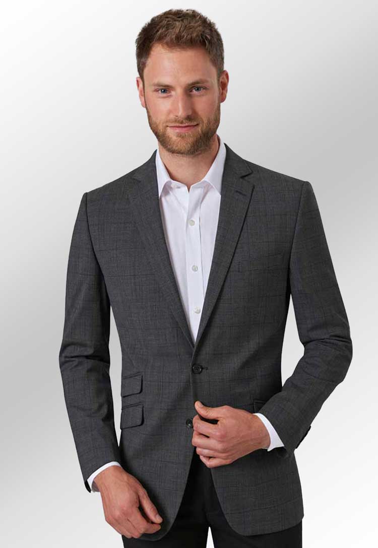 Model Wearing Cassino Signature Slim Fit Jacket 3834 in Grey Check