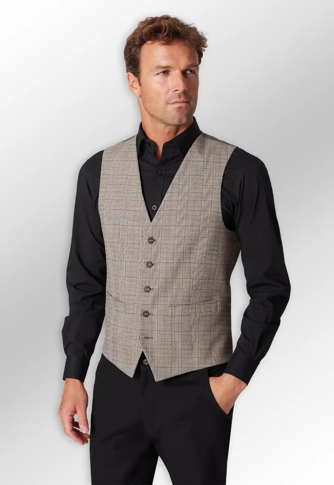 Emilio Check Waistcoat - The Work Uniform Company